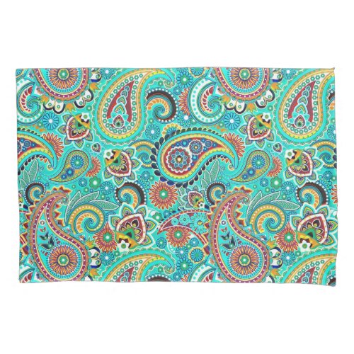 Colorful Retro Paisley Pillow Case