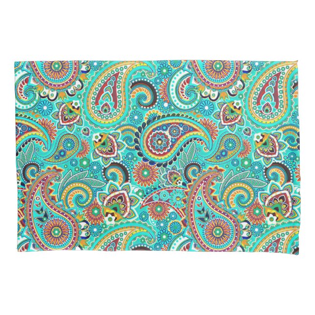 Colorful Retro Paisley Pillow Case (Front)