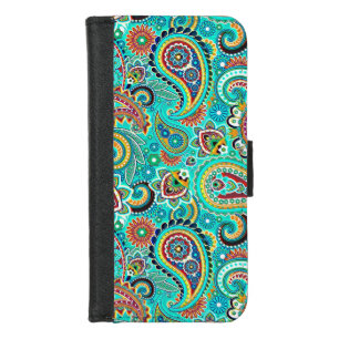 Colorful Retro Paisley Seamless Pattern iPhone 8/7 Wallet Case