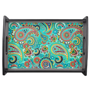 Colorful Retro Paisley Serving Tray