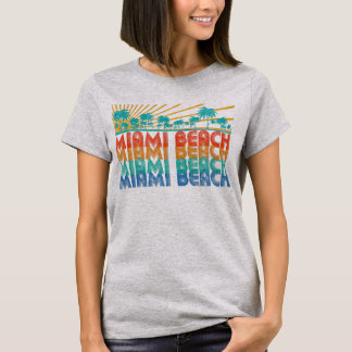Colorful Retro Palms Miami Beach Florida T-Shirt