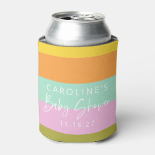 Colorful Retro Pastel Modern Baby Shower Favor Can Cooler