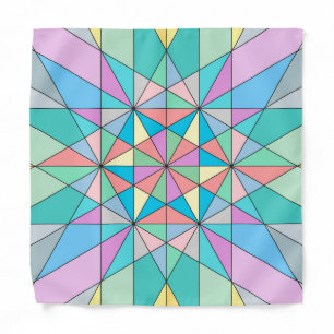 Colorful retro Pastel Mosaic Triangle Star Pattern Bandana