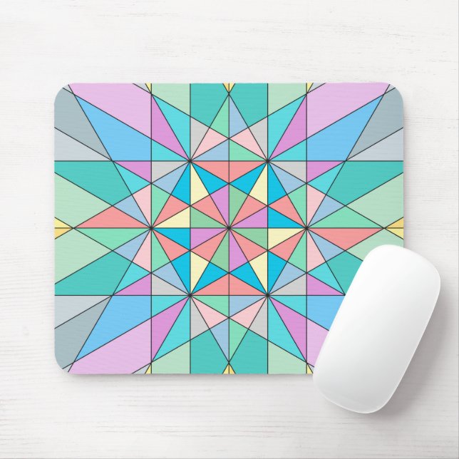 Colorful retro Pastel Mosaic Triangle Star Pattern Mouse Pad (With Mouse)
