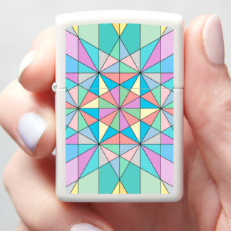 Colorful retro Pastel Mosaic Triangle Star Pattern Zippo Lighter