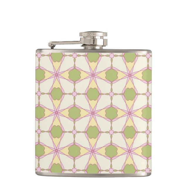 Colorful retro pattern background 3 hip flask (Front)
