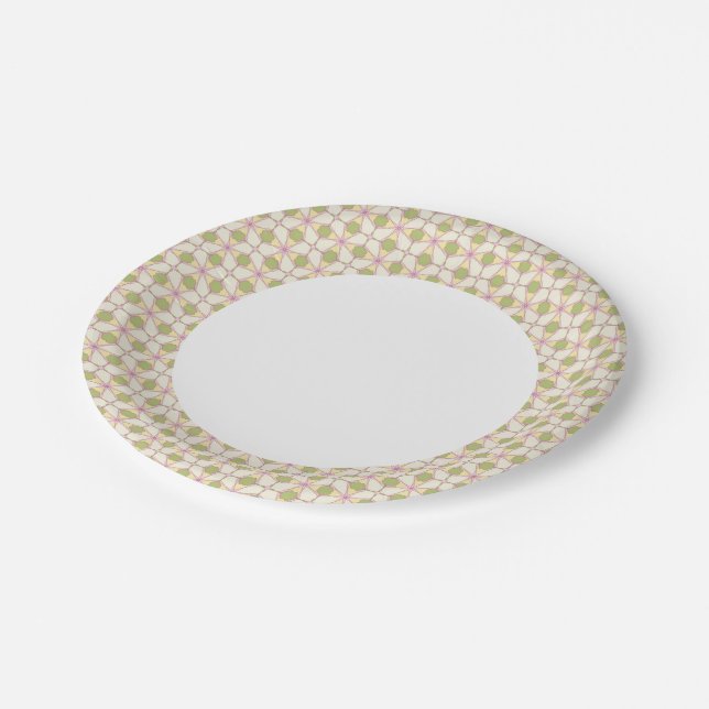 Colorful retro pattern background 3 paper plates (Angled)