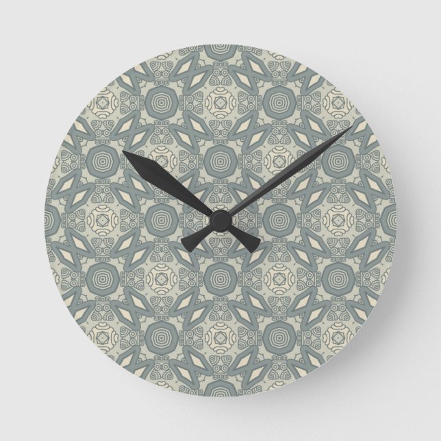 Colorful retro pattern background 5 round clock (Front)
