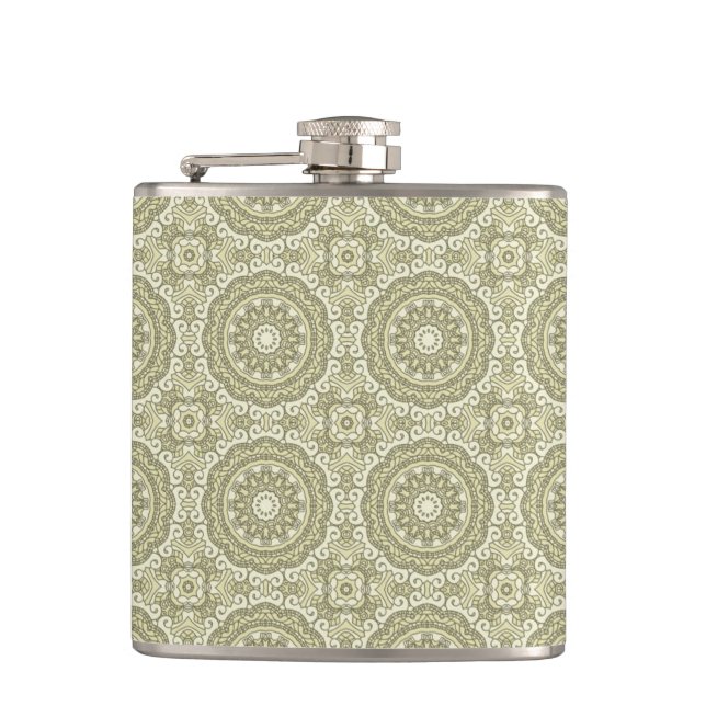 Colorful retro pattern background 6 hip flask (Front)