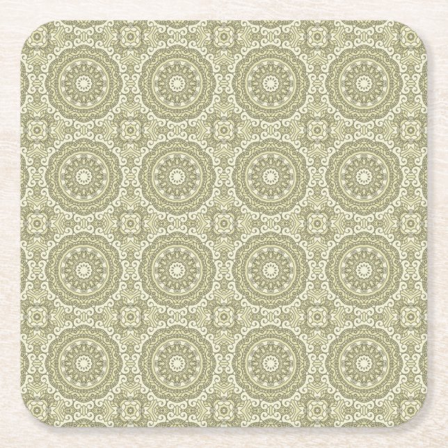 Colorful retro pattern background 6 square paper coaster (Front)