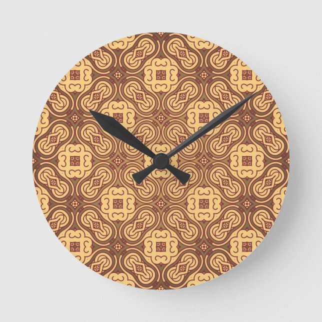 Colorful retro pattern background round clock (Front)