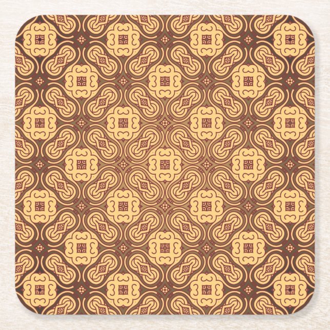 Colorful retro pattern background square paper coaster (Front)