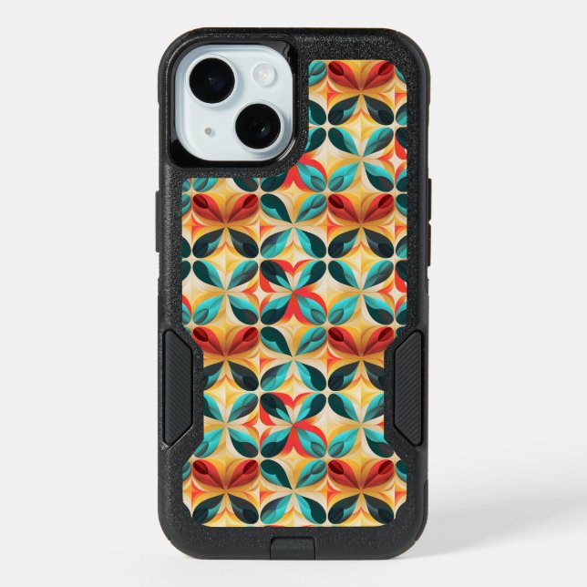 COLORFUL RETRO PATTERN DESIGN  iPhone 15 CASE (Back)