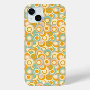 Colorful retro pattern in pastel shades of orange iPhone 15 plus case