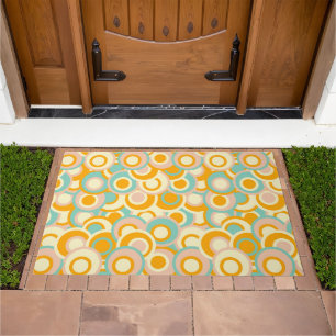 Colorful retro pattern in pastel shades of orange doormat