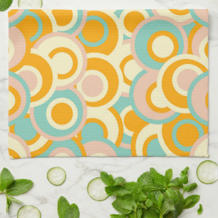 Colorful retro pattern in pastel shades of orange kitchen towel