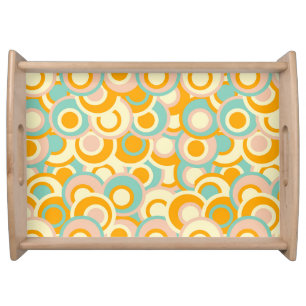 Colorful retro pattern in pastel shades of orange serving tray