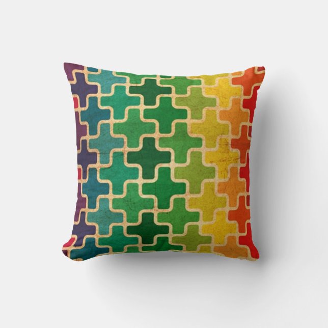 Colorful Retro Pattern Pillow (Front)
