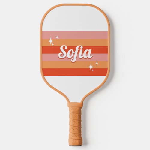 Colorful Retro Personalized Name Pickleball Paddle