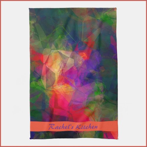 Colorful Retro Pink Red and Green Kitchen Towel