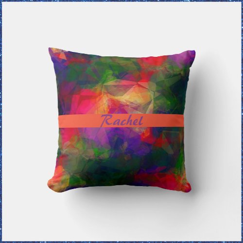 Colorful Retro Pink Red and Green Throw Pillow