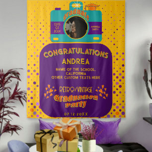Colorful Retro Playful Grad Party Vintage Art Cute Tapestry