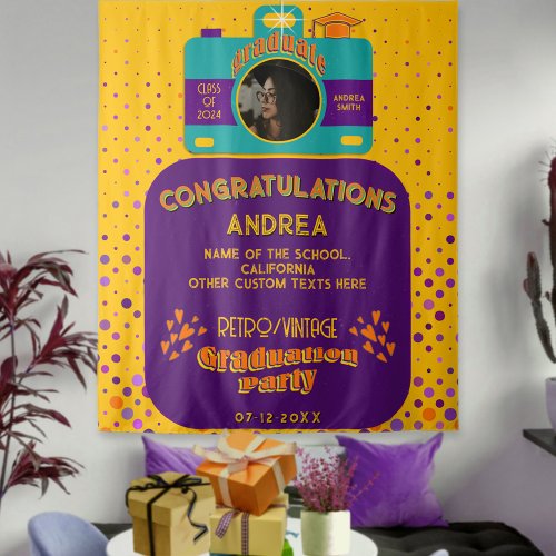 Colorful Retro Playful Grad Party Vintage Art Cute