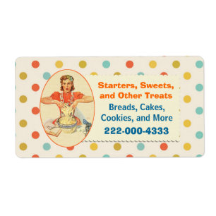 Colorful Retro Polka Dot Bakery Label