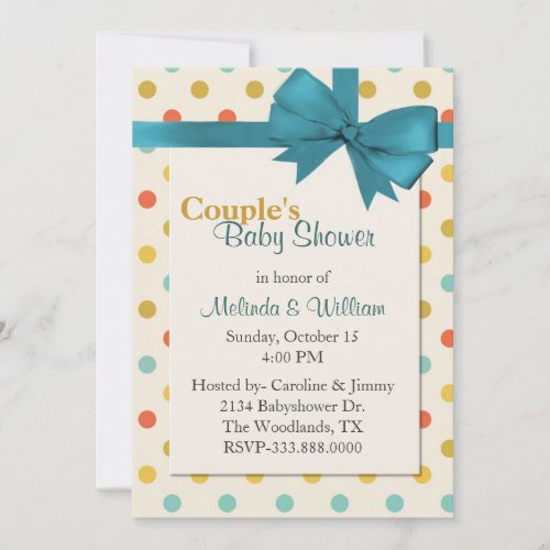 Colorful Retro Polka Dot Couple's Baby Shower Cards