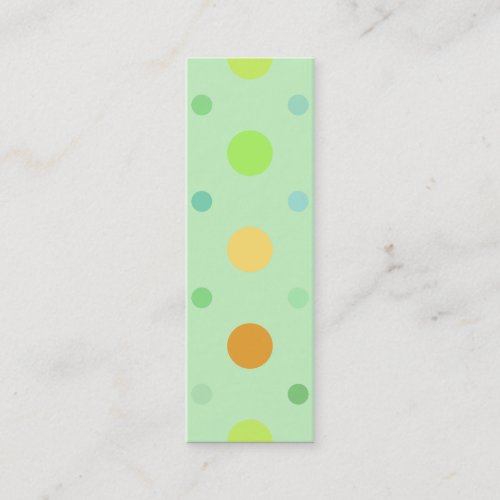 Colorful Retro Polka Dots Green Yellow  Orange Mini Business Card
