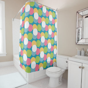 Colorful Retro Polka Dots Shower Curtain