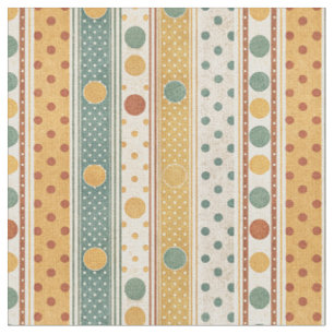 Colorful Retro Polka Dots & Stripes Pattern Design Fabric