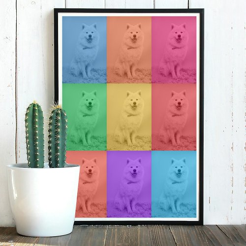 Colorful Retro Pop Art Custom Dog Pet Photo Grid Poster