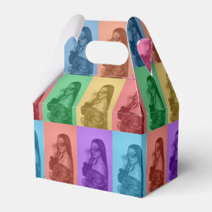 Colorful Retro Pop Art Modern Custom Photo Grid Favor Boxes