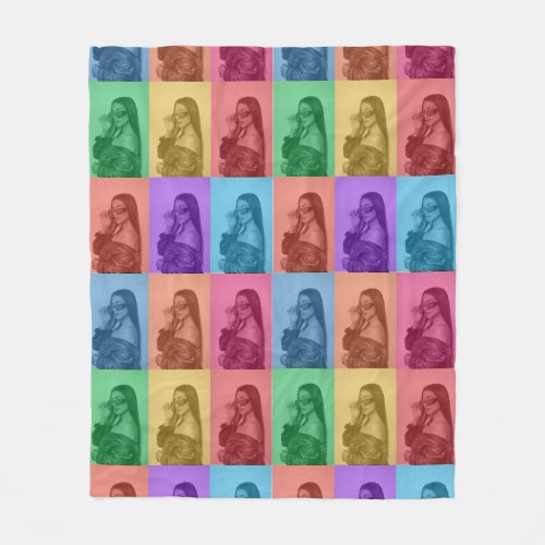 Colorful Retro Pop Art Modern Custom Photo Grid Fleece Blanket