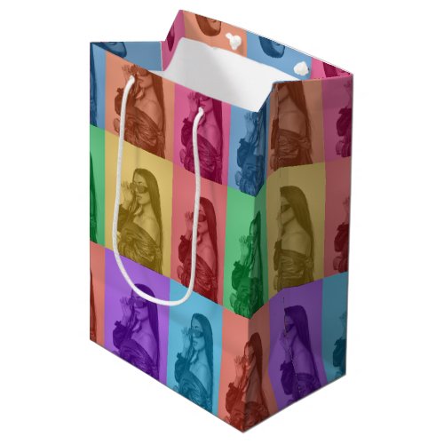 Colorful Retro Pop Art Modern Custom Photo Grid Medium Gift Bag