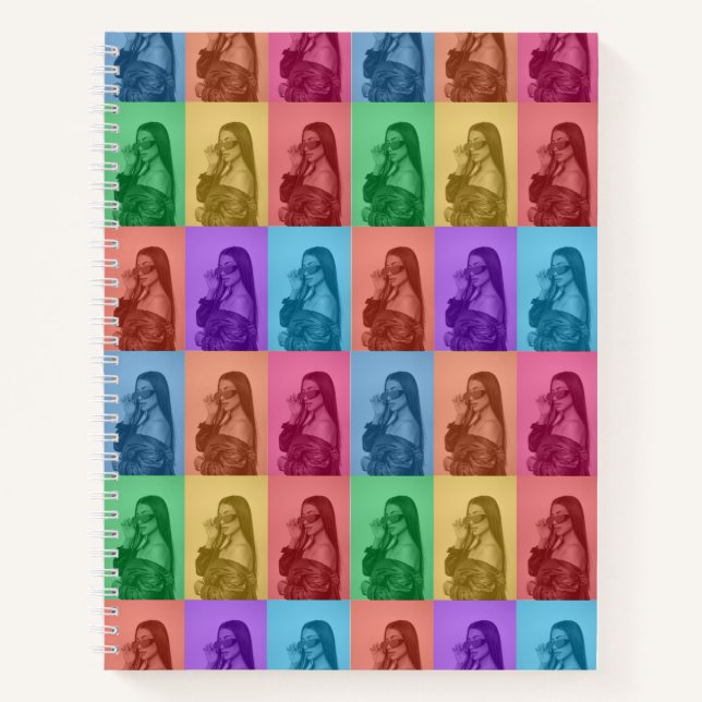 Colorful Retro Pop Art Modern Custom Photo Grid Notebook (Front)
