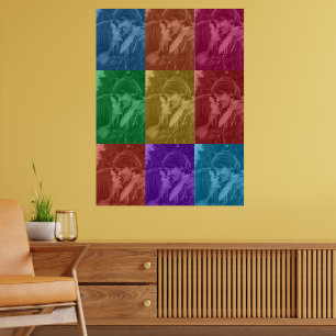 Colorful Retro Pop Art Wedding Custom Photo Grid Poster