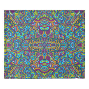 Colorful Retro Psychedelic Abstract Swirls Duvet Cover