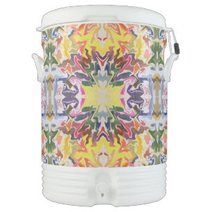 Colorful Retro Psychedelic Kaleidoscope Abstract Beverage Cooler
