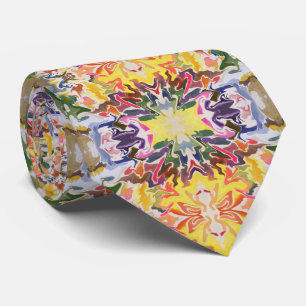 Colorful Retro Psychedelic Kaleidoscope Abstract Neck Tie