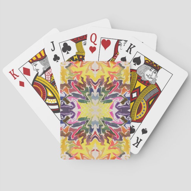 Colorful Retro Psychedelic Kaleidoscope Abstract Poker Cards (Back)