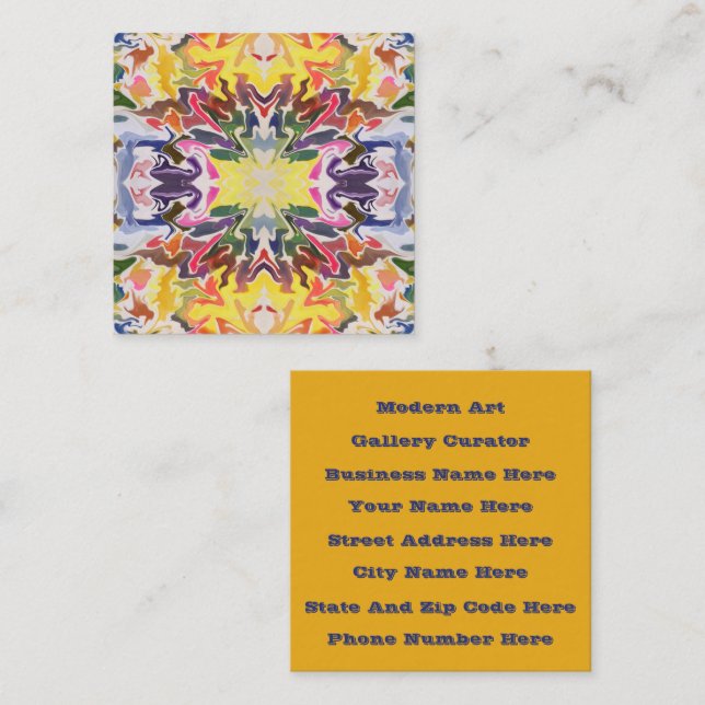 Colorful Retro Psychedelic Kaleidoscope Abstract Square Business Card (Front/Back)