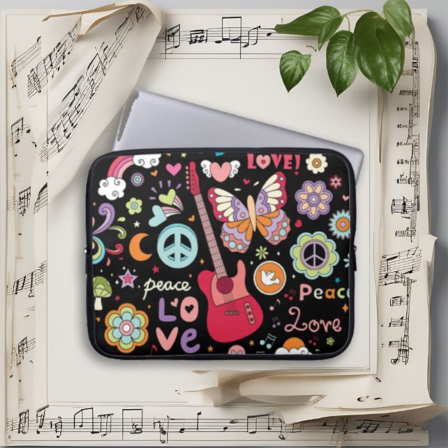 Colorful Retro Psychedelic Peace Love Laptop Sleeve (Creator Uploaded)