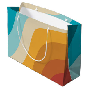 Colorful Retro Rainbow Abstract Waves Large Gift Bag