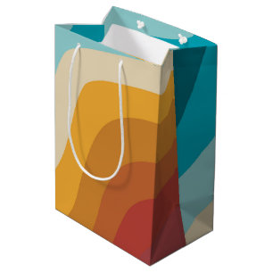 Colorful Retro Rainbow Abstract Waves Medium Gift Bag