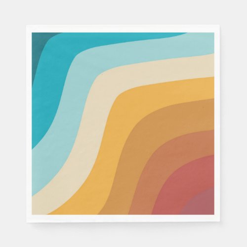 Colorful Retro Rainbow Abstract Waves  Napkins