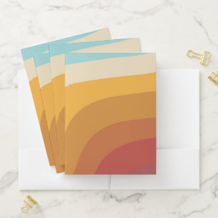 Colorful Retro Rainbow Abstract Waves Pocket Folder