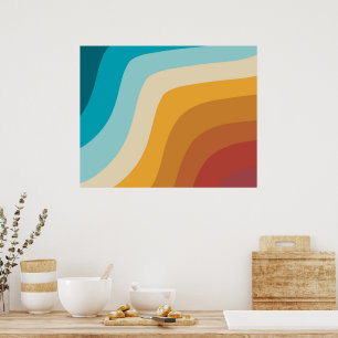Colorful Retro Rainbow Abstract Waves Poster
