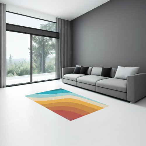 Colorful Retro Rainbow Abstract Waves  Rug